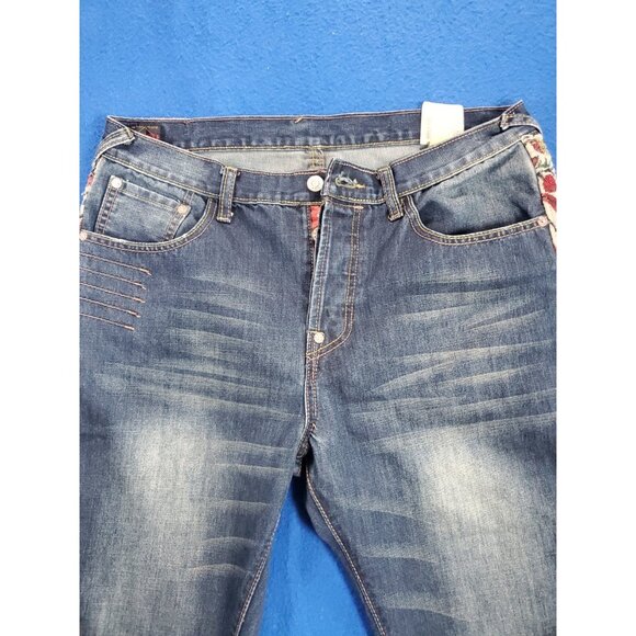 Evisu Origin Osaka Japan Button Fly Blue Shorts Denim Men's Size 34 Vintage - Picture 2 of 16